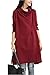 Mordenmiss Women's Cotton Tunic Tops Turtleneck Long Sleeve Shirt Dress Pullover