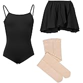Dancecore Camisole Leotard Outfit with Leotard, Skirt, Tights for Toddlers/Little Girls/Young Girls