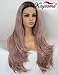 K'ryssma Ash Pink Lace Front Wig Ombre Long Wavy Synthetic Wigs 22 inches
