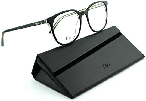 Dior Montaigne 34 Women Rectangular Eyeglasses (Black Crystal Frame (0TKX), 51)