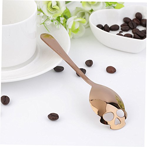 UNAKIM--New Skull Shaped Coffee Sugar Oatmeal Stirring Dessert Stainless Steel Spoon FH