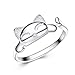 S&E Women's 925 Sterling Silver Rings,Simple Cute Cat Design Opening Finger Ring