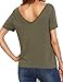 Allegrace Women Summer Sexy Criss Cross Short Sleeve Open Back T Shirt Casual Tops Army Green S