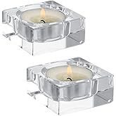 2 Pcsc Tealight Candle Holder - Chunky Glass Votive Candle Holder for Wedding Party and Home Decor (Square)
