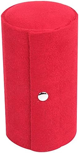 3 Tiers Compartment Cylinder Lint Roll Up Storage Jewelry Box Case Holder Organizer (Red)