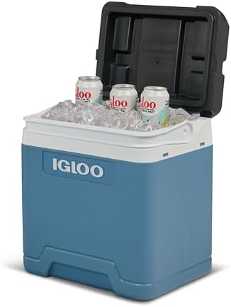 IP27 Glacière 27L – Grande glacière Passive Bleu Clair, légère, Robuste et Portable, idéale pour Camping, Travail, Pique‑Nique, Outdoor, Boissons et Snacks – Isolation sans électricité
