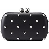 DKQXEIM Women Classic Faux Leather Rivet Handbag Chain Strap Crossbody Purse Evening Clutch Bag for Cocktail Party
