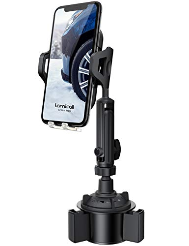 Lamicall Car Cup Holder Phone Mount - Cell Phone Cupholder Cradle with Extendable and Adjustable Arm, Compatible with iPhone 11 Pro Xs Max XR X 8 7 6 Plus, 4-6.5'' Smart Phones