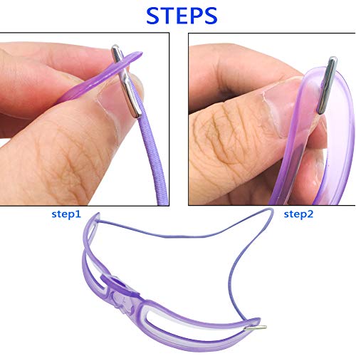 40 Pieces Eyebrow Stencils, 2 Pack Reusable Handled Eyebrow Shape DIY Brow Grooming Shaping Templates Kits with Purple Handle, Strap and 24 Types Drawing Guide Card Makeup Tools,Washable