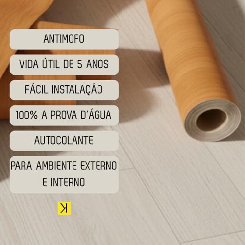 Papel de Parede Adesivo Vinílico Madeira Lavável Autoadesivo 5m x 45cm Estilo Contemporâneo (Carvalho)