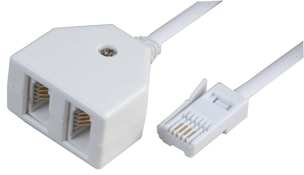 Pro Signal PSG04213 BT Plug to Double Socket Telephone Extension Lead – 5m, White