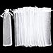 100 Pieces Organza Fan Pouch White Drawstring Sheer Organza Bags Folding Hand Fan 2 x 10 Inches for Party Wedding Favor Gift Bags