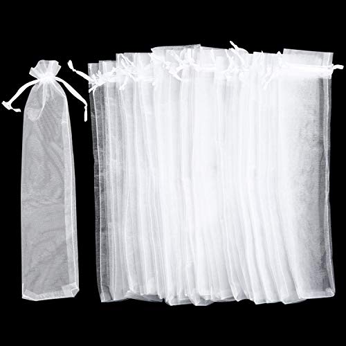 50pcs White Organza Drawstring Bags - Small Gift Pouches For Candy & Jewelry