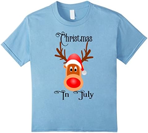 unisex-child Kids Christmas In July Funny Reindeer T-shirt Boys Girls  12 Baby Blue