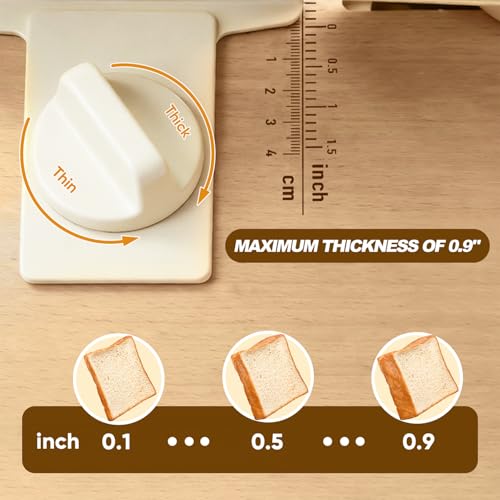 Brvclon Manual Bread Slicer Adjustable Thickness, Hand Crank Bread Slicer for Homemade Sourdough Bread with Scale Line & Suction Cup & Metal Guide,Quality Solid Wood Base & Gift-Level Packaging