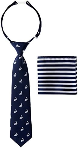 Canacana Bunny Rabbit Pre-tied Boy's Tie with Stripes Pocket Square Set