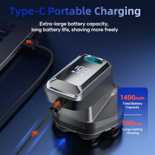 Head Shavers for Bald Men-Kensen 2-Speed Adjustable 7D Waterproof Mens Electric Shavers for Face-Long Battery Life Electric Razor for Men with LED Display-Type-C Rechargeable/Wet & Dry/Gift for Men