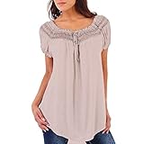 Clearance!!! Pengy Women Boho Loose Lace Chiffon Short Sleeve Blouse Summer T-Shirt Tops (XL, Purple)