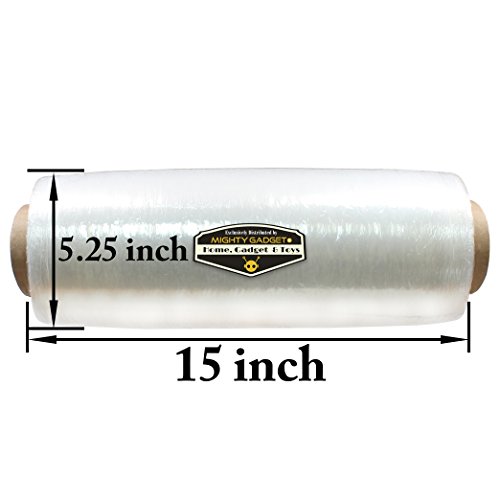 2 Pack of Mighty Gadget (R) 15" x 1476 ft Stretch Moving & Packing Wrap. Pre-Stretched Plastic Film Wrap