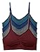 Kalon 4 Pack Nylon Spandex Removable Pads Comfort Bras (One Size S/M, C.HTR/NVY/Tel/Mar)