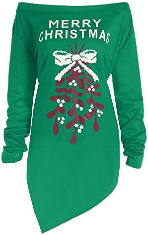 Clearence Women Xmas Print Letter Dress Ladies Christmas Tree Long Sleeve Party Dresses