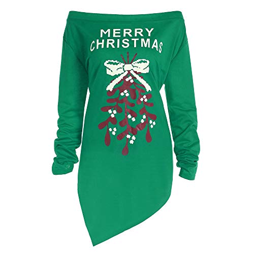 Clearence Women Xmas Print Letter Dress Ladies Christmas Tree Long Sleeve Party Dresses