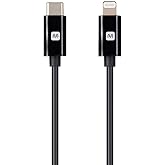 Monoprice Lightning to USB-C Charging Cable - Apple MFi Certified, 1.5 Feet, Black - Essential Series
