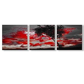 Canvas Wall Art Abstract Cloud Tree Pictures Home Wall Decorations for Bedroom Living Room Oil Paintings Canvas Prints Framed - 12"x12"x3 Panels