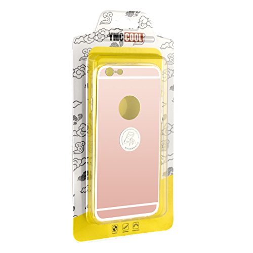 for iPhone 6 Mirror Case, iPhone 6S Mirror case,YMCCOOL Luxury Mirror Back Shock-Absorption TPU Bumper Anti-Scratch Bright Reflection Protective Case for iPhone 6S /iPhone 6 4.7inch (Rose-Golden)