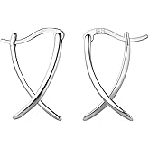 SLUYNZ 925 Sterling Silver X Hoop Earrings for Women Teens Minimalist Hoop Earrings Huggie
