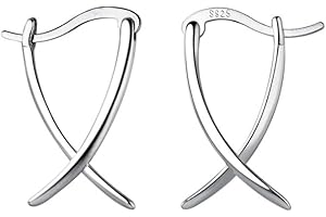 SLUYNZ 925 Sterling Silver X Hoop Earrings for Women Teens Minimalist Hoop Earrings Huggie