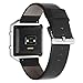 Henoda Compatible with Fitbit Blaze Bands Leather Large Black Bracelet Strap Smart Fitness Watch Band Women Men