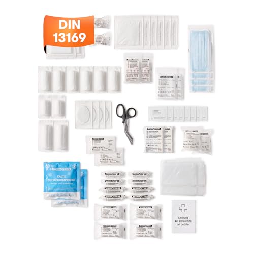 Erste Hilfe Nachfüllset DIN 13169:2021 inkl. Erste Hilfe Anleitung - Verbandskasten Nachfüllset DIN 13169 mit praktischen Innentaschen - DIN 13169 Nachfüllset für Betriebe - Verbandsmaterial Set thumbnail 1