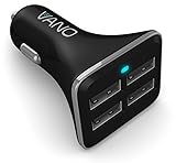Car Charger - Untamable 4 Port USB Cell Phone Charger From Vano - Apple iPhone, RV, Truck, Travel Accessories - 12/24V-5V/6.8A Cigarette Lighter Plug