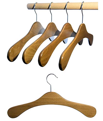"Hagspiel" Wooden Coat Hangers Made of Beech Wood Pack of 5 Stained Oak Made in Austria