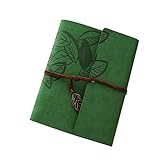 Scrapbook Album,Leather Leaf Pattern Vintage Photo Album Family DIY Memory Retro Photo Book Guestbook for Anniversary Mother Birthday Valentine 60 Pages(Green)