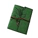 Leather Retro Scrapbook Vintage Photo Album Family Memory Love Book Guestbook Leaf Pattern DIY Anniversary Wedding Scrapbook Album 60 Pages A5 Size(Green)