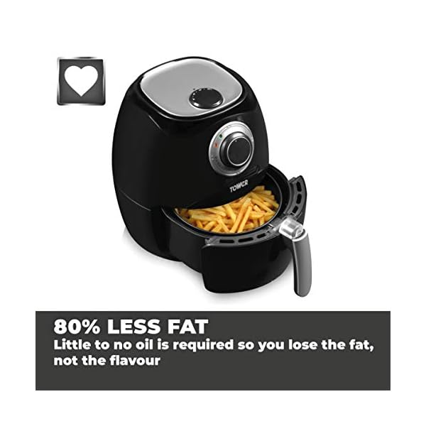 Tower T17005 Health Manual Air Fryer Oven with Rapid Air Circulation and 30 Min Timer, 3.2 Litre, Black