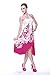 Women's Hawaiian Luau Halter Floral Print Butterfly Dress S White with Pink Floral Border
