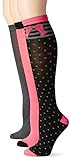 Betsey Johnson Women's Bows and Dots Patterned Fashion Knee High Socks, Black/Multi, One Size (Pack of 3)