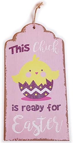 Hemmet Easter Decorations for The House Farmhouse Easter Decor Indicators Wall Artwork Easter Signal for Entrance Door Kitchen Yard Out of doors Porch Easter Indicators Picket Plaque Easter Hanging Signal Pink Wooden Room Decor