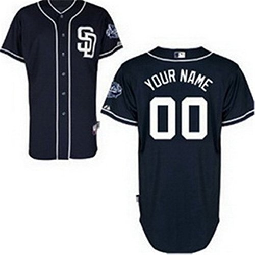 DockTow Mens Padres Custom New Baseball Jersey Alternate Navy Blue Size XXL=52