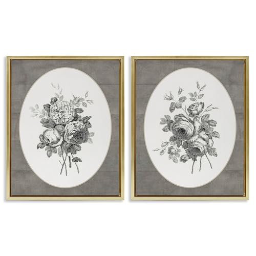 Stupell Industries Vintage Mixed Flower Bundles 2 Piece Gold Framed Floater Can…