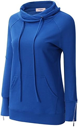 Ca Kra Women's Long Sleeve Cowl Neck Drawstring Pullover Sweatshirt with Pocket