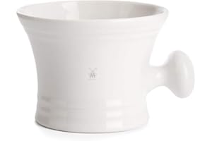 MÜHLE MUHLE White Porcelain Platinum Rim Shaving Mug – Shave Dish Accessory for Soaps and Creams, Modern White Design