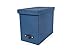 Bigso John Desktop File Box | File Storage Box and Document Organizer for Important Paperwork | Durable Hanging File Box with a Lid and Leather Handle | 7.4’’ x 13’’ x 10.4’’ | Blue