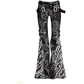 Xojbzoo Y2K Grunge Flare Leg Jeans - Punk Aesthetic Denim Pants with Tassel & Horn Accents, Includes Belt