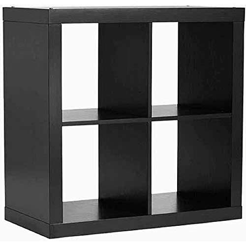 Better Homes and Gardens.. Bookshelf Square Storage Cabinet 4-Cube Organizer (Weathered) (Solid Black, 4-Cube)