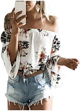 Casual Blouses For Women Fashion Floral Off The Shoulder Tops Summer/M
