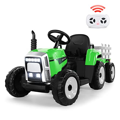 Kids Ride on Tractor with Remote Control, 12V Battery Powered